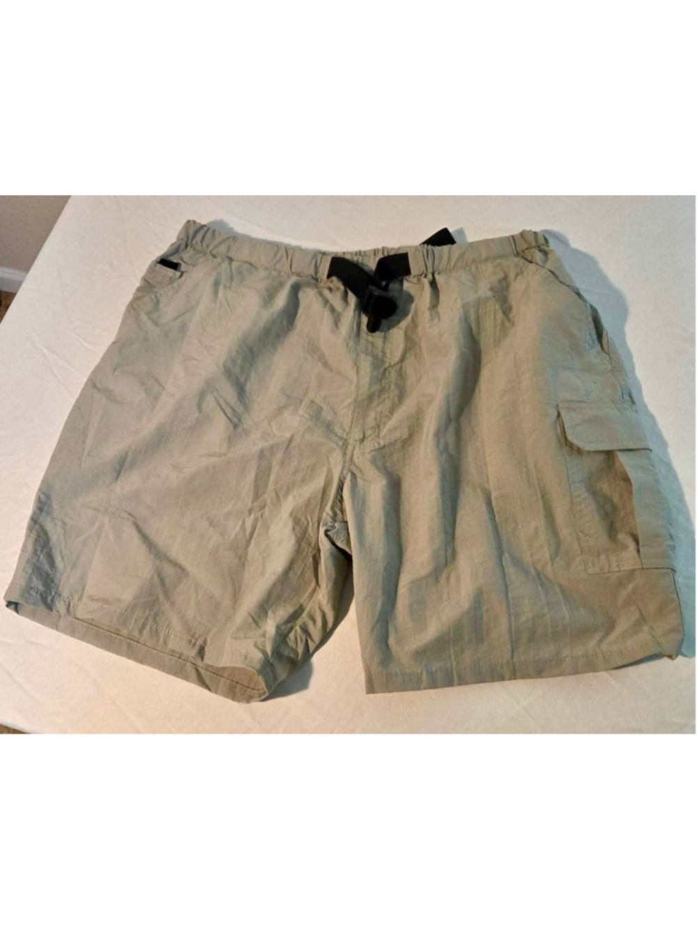 Haband Men’s Cargo Trekking Shorts Belted Packable Nylon Hiking Tan Size L W-193